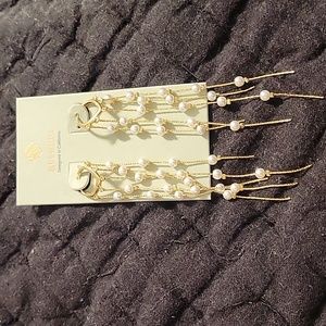 NWT Atterri pearl and gold dangle earrings